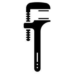 Straight Pipe Wrench Design Vector, Plumbing Tool Icon Concept