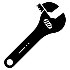 Adjustable open end steel spanner vector icon design