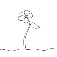 Botanical flower one continuous line drawing minimalism. Vector illustration with simplicity sketch hand drawn. © ngupakarti