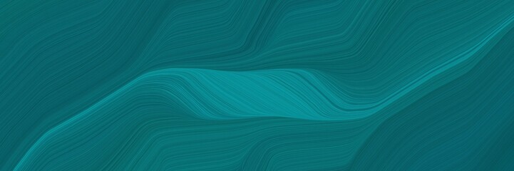 moving designed horizontal banner with teal green, dark cyan and teal colors. dynamic curved lines with fluid flowing waves and curves