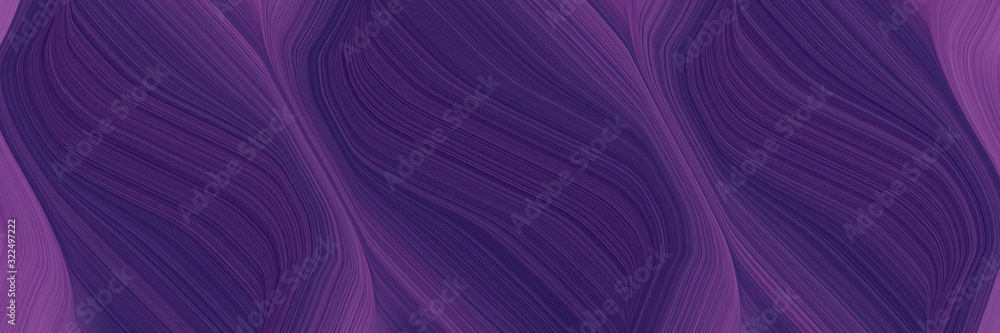 Poster dynamic banner design with very dark violet, antique fuchsia and dark slate blue colors. dynamic curved lines with fluid flowing waves and curves