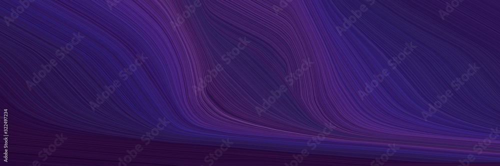 Poster artistic header design with very dark violet, dark slate blue and very dark pink colors. dynamic curved lines with fluid flowing waves and curves