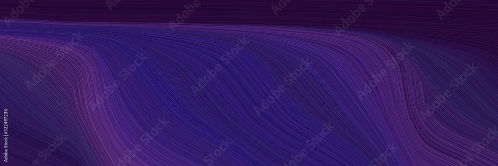 Poster surreal banner design with very dark violet, very dark blue and dark slate blue colors. dynamic curv