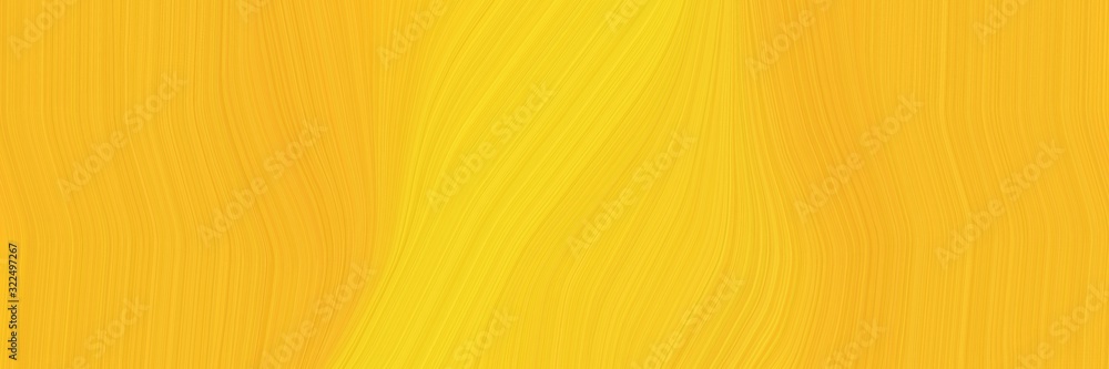Poster moving horizontal header with vivid orange, gold and golden rod colors. dynamic curved lines with fluid flowing waves and curves