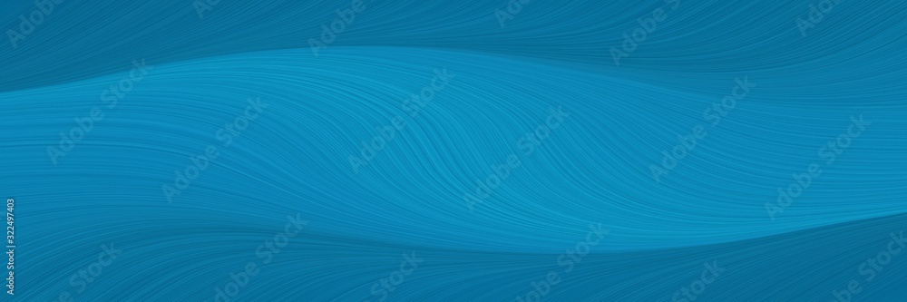 Poster decorative designed horizontal header with dark cyan, light sea green and teal colors. dynamic curved lines with fluid flowing waves and curves
