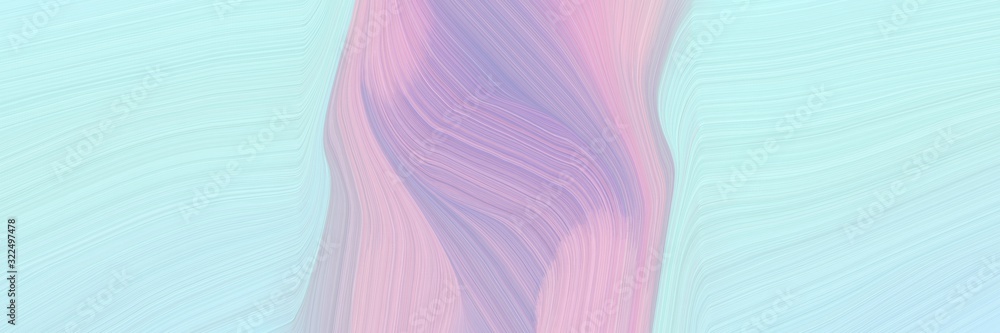 Poster surreal banner with pale turquoise, light pastel purple and thistle colors. dynamic curved lines wit