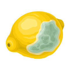 Rotten Lemon with Stinky Rot Covered the Skin Vector Illustration