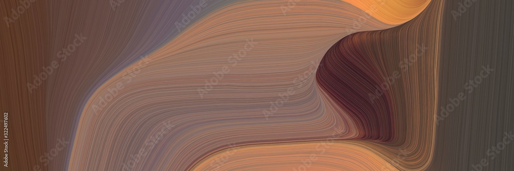 Poster moving horizontal header with old mauve, pastel brown and peru colors. dynamic curved lines with fluid flowing waves and curves