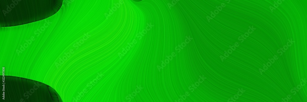 Aufkleber surreal banner with green, very dark green and lime colors. dynamic curved lines with fluid flowing 