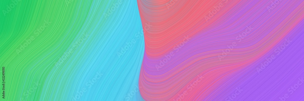 Poster flowing banner design with orchid, medium orchid and medium turquoise colors. dynamic curved lines w