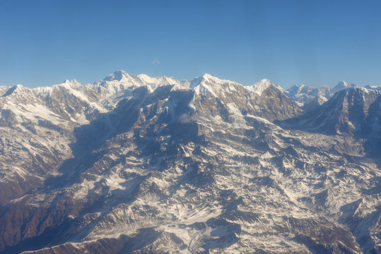 Himalayas ridge aerial view from Nepal country side