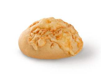 Round Brown Cheese Bun Isolated on White Background
