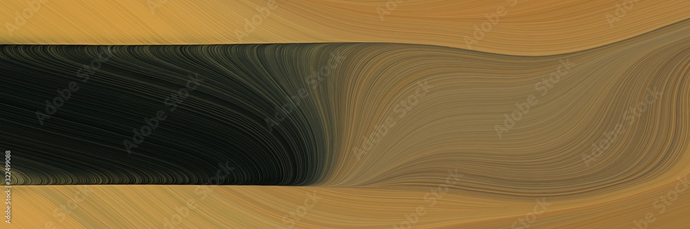 Poster dynamic designed horizontal header with pastel brown, very dark green and peru colors. dynamic curved lines with fluid flowing waves and curves