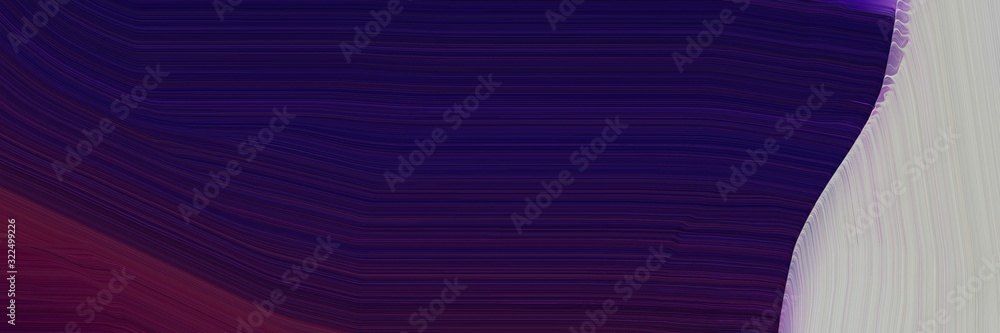 Poster decorative designed horizontal banner with very dark blue, ash gray and very dark magenta colors. dynamic curved lines with fluid flowing waves and curves