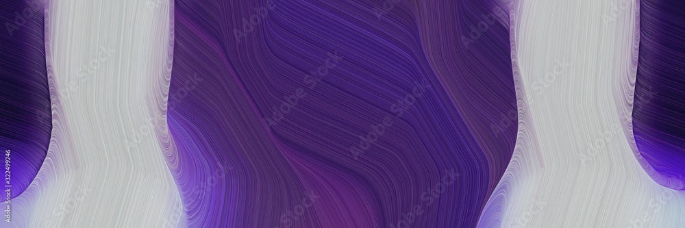 Poster colorful banner design with silver, very dark violet and pastel purple colors. dynamic curved lines 