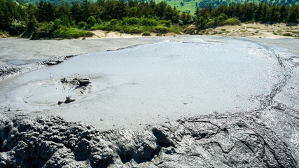 Beautiful landscape with Berca Muddy Volcanoes in Buzau, Romania