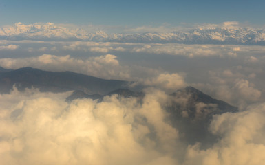 Fototapeta premium Himalayas ridge aerial view on Nepal