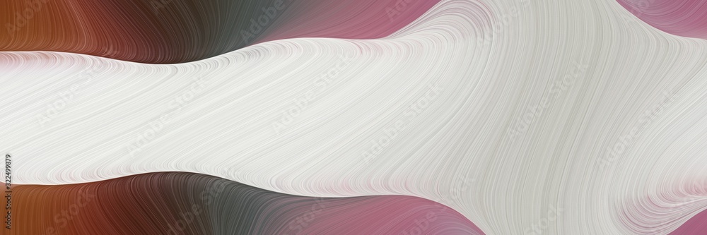 Poster decorative designed horizontal banner with light gray, old mauve and antique fuchsia colors. dynamic curved lines with fluid flowing waves and curves