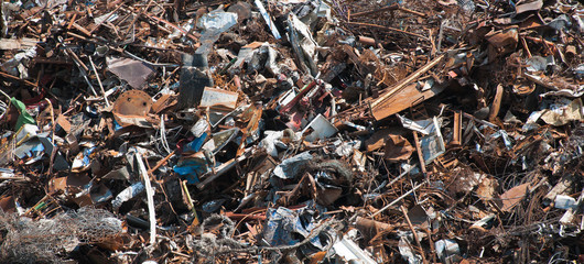 Pile of scrap metal at recycling plant