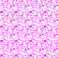 seamless pattern with bear, love letter and hearts