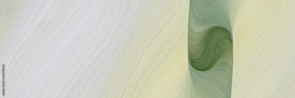 Poster moving designed horizontal header with pastel gray, dark olive green and gray gray colors. dynamic curved lines with fluid flowing waves and curves