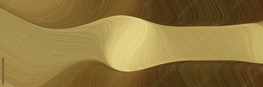 Poster decorative horizontal banner with pastel brown, peru and very dark green colors. dynamic curved line