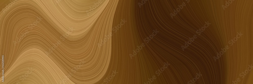 Poster surreal designed horizontal header with chocolate, peru and brown colors. dynamic curved lines with fluid flowing waves and curves