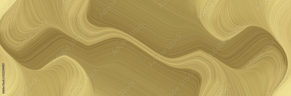 Poster moving designed horizontal banner with dark khaki, khaki and brown colors. dynamic curved lines with fluid flowing waves and curves