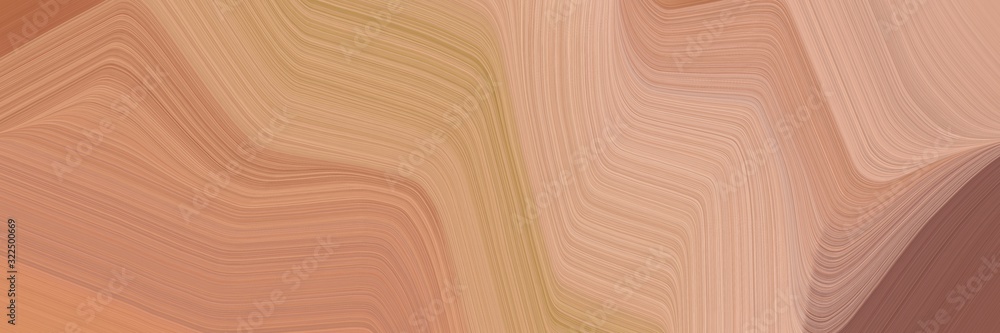 Poster moving horizontal banner with dark salmon, pastel brown and burly wood colors. dynamic curved lines 