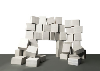 White cubes abstractly stacked on top of each other