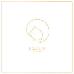 Set of line girls with face and hair. Template for cosmetics, logos, signs and symbols. Vector illustration. Femininity elements.