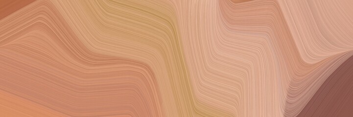 moving horizontal banner with dark salmon, pastel brown and burly wood colors. dynamic curved lines with fluid flowing waves and curves