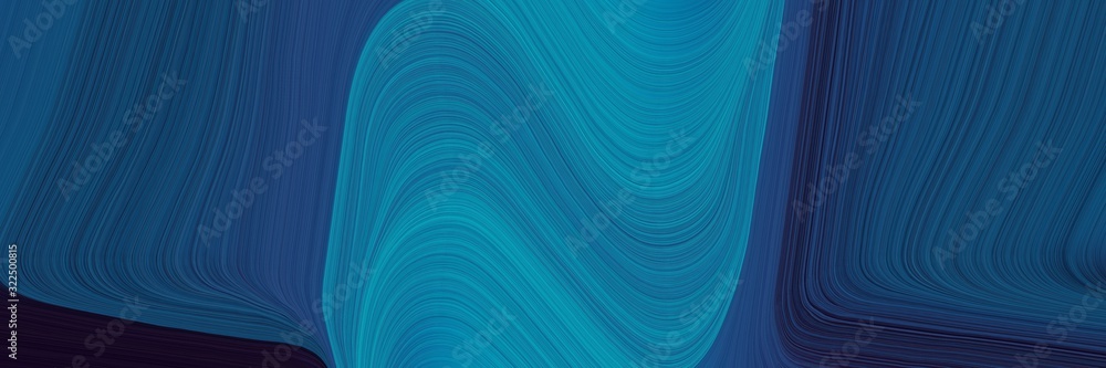 Aufkleber surreal designed horizontal header with dark slate gray, dark cyan and very dark blue colors. dynamic curved lines with fluid flowing waves and curves
