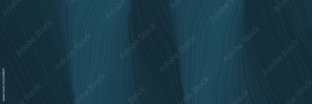 Poster dynamic designed horizontal header with very dark blue and dark slate gray colors. dynamic curved lines with fluid flowing waves and curves