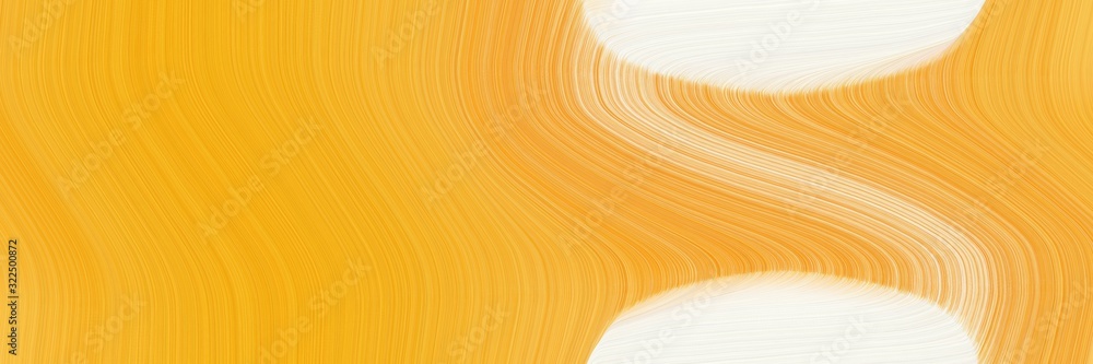 Poster artistic designed horizontal header with vivid orange, beige and burly wood colors. dynamic curved lines with fluid flowing waves and curves