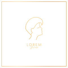 Set of line girls with face and hair. Template for cosmetics, logos, signs and symbols. Vector illustration. Femininity elements.