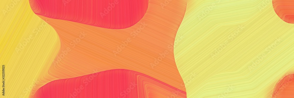 Poster colorful designed horizontal header with khaki, tomato and coral colors. dynamic curved lines with fluid flowing waves and curves