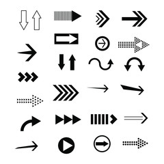 Set of black Arrows icon vector collection 