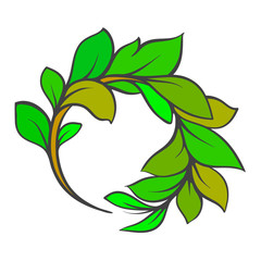 sprig of green leaves on a white background, vector illustration