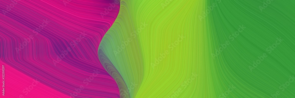 Poster colorful header with moderate green, medium violet red and forest green colors. dynamic curved lines