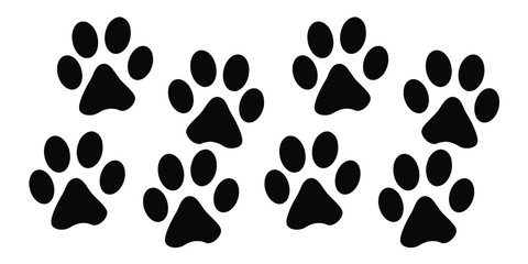 Fototapeta na wymiar Black footprints of dogs set icons vector illustration