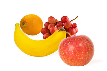 composition of fresh ripe fruits isolated on a white background. Healthy eating concept