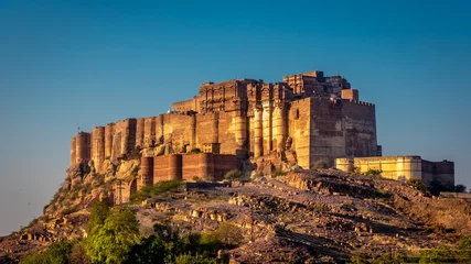 Fotobehang Majestic ancient Mehrangarh fort in Jodhpur, Rajasthan in India © sunilpurushe