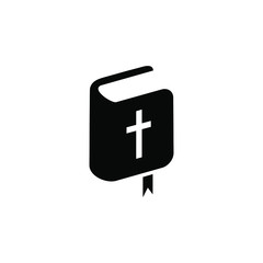 Bible book with cross icon logo vector illustration isolated on white background