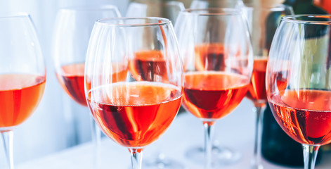 Alcohol in wine glasses at the party.