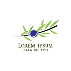 Olive branch label. Vector illustration