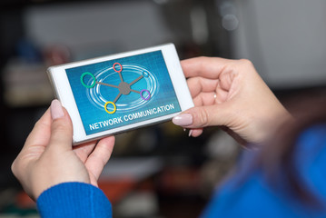 Network communication concept on a smartphone