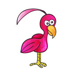 Cartoon funny cute bird on white background