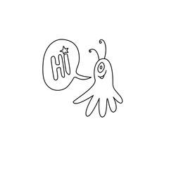 Cute funny alien. Design element, icon on the theme of UFO, space. Doodles vector illustration