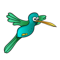 Cartoon funny cute bird on white background